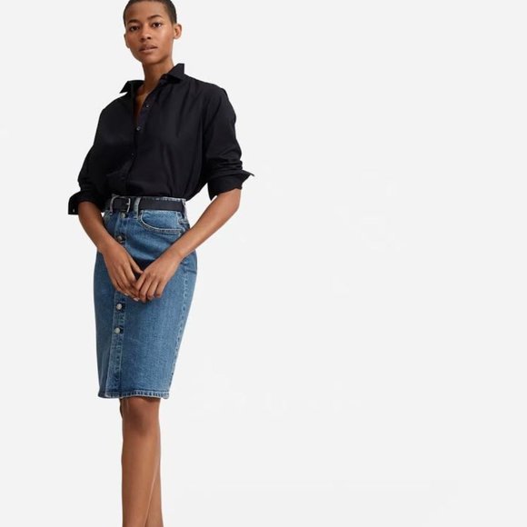 NWOT AUTHENTIC DENIM Women 12 The Denim Button-Front Pencil Skirt - Picture 1 of 5